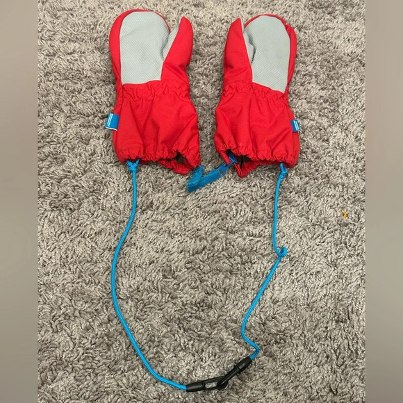 Didriksons 1913 Red Waterproof Winter Mittens Toddler Kids 2/4 Years - Picture 4 of 6